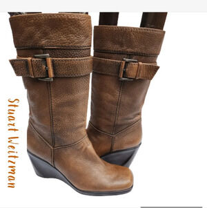 Stuart‎ Weitzman leather Sculpted heel leather boots 8.5